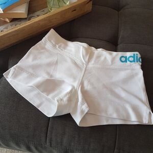 Adidas Sexy White Athletic Cotton Logo Shortie Shorts